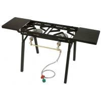 Bayou Classic Dual Burner Outdoor Patio Stove w/ Legs , Folding Shelves - DB350/DB375