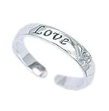 .925 Sterling Silver Toe Ring With the Word Love