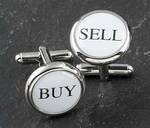 Stock Market Buy & Sell Rhodium Plated Cufflinks-J176