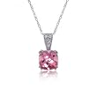 Fancy Cushion Cut Pink Topaz & Diamond Pendant