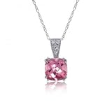 New White Gold Pendant Fancy Pink Topaz & Diamond Gems