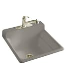 Kohler Bayview self-rimming utility sink with single-hole faucet drilling on top of backsplash Cashmere - K-6608-1-K4