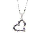 Sterling Silver Genuine Amethyst and Diamond Heart Pendant