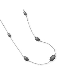 25" Rhodium Plated Textured Oval Bead Necklace