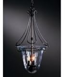 IMAGE OF Hubbardton Forge 12-1002-07-L86 Draped Loop 3 Light Foyer Lantern in Dark Smoke with Water glass
