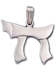 0.925 Sterling Silver Jewish Chai Symbol Pendant Charm