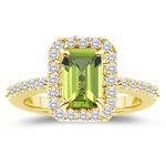 0.38 Cts Diamond & 0.61 Cts Peridot Ring in 18K Yellow Gold