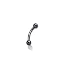 The Stainless Steel Jewellery Shop - Acier chirurgical 316L - Noir - 1.2 x 8mm Boule de 3mm - Etui Inclus