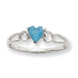 10k White Gold Genuine Aquamarine Birthstone Ring - Size 6 - JewelryWeb