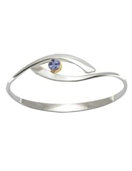 Ed Levin, Sensational Swing Bracelet, Denim Topaz, .925 Sterling Silver & 14K Gold, Sizes S - L, Expandable