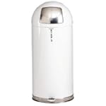 Rubbermaid Commercial Prod. R1536STEGLW Steel Step-On Dome Receptacle, 15 Gallon, 15 in.x36 in., White