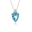 Blue Topaz Diamond Pendant Necklace in Solid Yellow Gold 