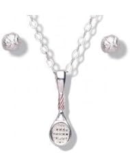 Jo For Girls Tennis Racquet and Balls Pendant & Stud Earrings