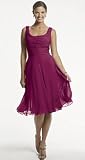 SQUARENECK SILK CHIFFON DRESS