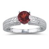 1.06 Cts Garnet Ring in 14K White Gold