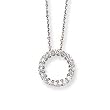 14k White Gold Link Chain with Diamond Circle Pendant Necklace- 18" (0.50ctw)