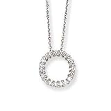 14k White Gold Link Chain with Diamond Circle Pendant Necklace- 18" (0.50ctw)