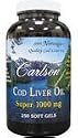Carlson Super 1000mg Cod Liver Oil, 250 Softgels,  Bottle