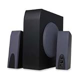 Compucessory Products - 2.1 multimedia Speaker System, Volume Control, 3.5mm, Black - Sold as 1 EA - 2.1 Multimedia Speaker System features total RMS 6 watts,1.5 x 2.5 full range speaker, magnetically shielded function, earphone jack & volume control. Satellites: 1 watt per channel. Equipped with 3.5mm stereo headphone. Subwoofer features 4 watts with a 3