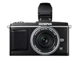 Olympus PEN E-P2 Systemkamera (12,3 Megapixel, 7,6 cm Display, Bildstabilisator) Kit inkl. 17mm Pancake Objektiv und EVF Sucher schwarz