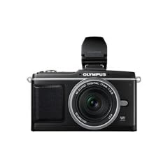 Olympus PEN E-P2 Systemkamera (12,3 Megapixel, 7,6 cm Display, Bildstabilisator) Kit inkl. 17mm Pancake Objektiv und EVF Sucher schwarz