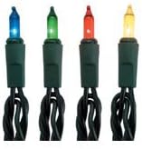 20 count Electric Multi Lights with Green Cords- (Pkg of 5 Sets)