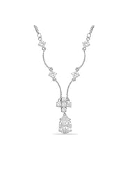 Rhodium Plated 2 Strand Necklace with CZs