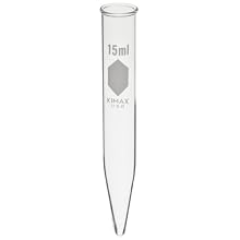 Kimble Kimax 45160-15 Glass Conical Bottom 15mL Standard Taper Plain Centrifuge Tube, Clear, Case of 12