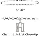 Diamond Initial H White Gold 10 Charm Anklet