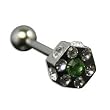 316 Surgical Stainless Steel Barbell with Green CZ Sold as a Pair