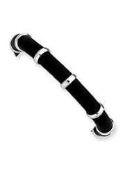 Sterling Silver Ringed Black Rubber Bracelet QG1096-7"