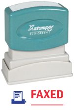 Pre-Inked "Faxed" Stamp w/Date Line, Red/Blue, 1/2 x 1-5/8 Impression Size
