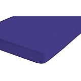 Castell 77113/288/041 Jersey-Stretch Spannbetttuch, nach &Ouml;ko-Tex Standard 100, ca. 140 x 200 cm bis 160 x 200 cm, Farbe: saphir