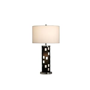 Nova Lighting 11070 Finestra Table Lamp, Black Acrylic, Polished Chrome, White Shade