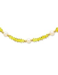 14K Cultured Pearl & Peridot Necklace - PR70-18"