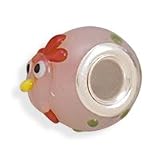 Sterling Silver Glass Charm Bead Rooster - Compatible with Pandora Biagi Troll Zable