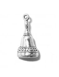 Sterling Silver 3D Dinner Bell Kitchen Charm With Detail Around The Bottom