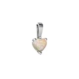 14K White Gold Heart Genuine Opal Pendant