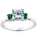 0.75 Carat E/VS2 Princess Certified Diamond with Emerald Engagement Ring in Platinum