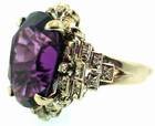 Amethyst & Diamond Gold and Silver Ring