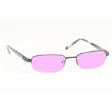 COMPUTER GLASSES WITH PINK POLYCARBONATE DOUBLE SIDED ANTI-REFLECTIVE COATING, SCRATCH COATING AND UV PROTECTION - GREY METAL FRAME - 50-18-135