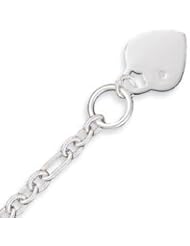 Sterling Silver Dangling Heart with CZ Bracelet - 7.25 Inch