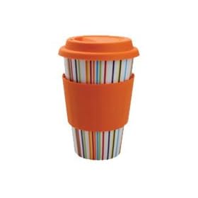 Orange Graphic Art Edition ECO CUP w/ Silicone Lid & Sleeve Coffee Tea Cup