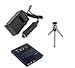 Replacement Battery PLUS Mini Battery Travel Charger for Specific Digital Camera and Camcorder Models / Compatible with General Electric GB-20, GE-G1, GE-G2, GE-G3, E840S, G3WP Charges with Intelligent Charge Technology - Includes Car Adapter and Mini Tripod with Expandable Legs