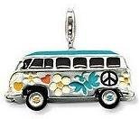 Details zu "Charms Anh&auml;nger f&uuml;r Bettelarmband *Bus* 0227 Charm - 925 Sterling Silber - Peace bemalter Oldie Bus"