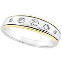 0.30 Carat H/SI2 Round Two Tone Diamond Wedding Band in 18k Yellow/White Gold