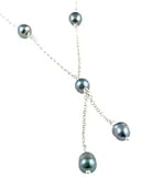 Peacock Blue Pearl Y Necklace