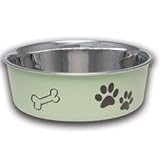 Loving Pets Pesto Green Stainless Steel Bella Bowl