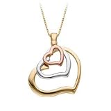 14kt Tri-Color Three Heart Pendant