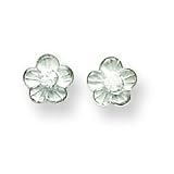 14k White Gold Flower Earrings